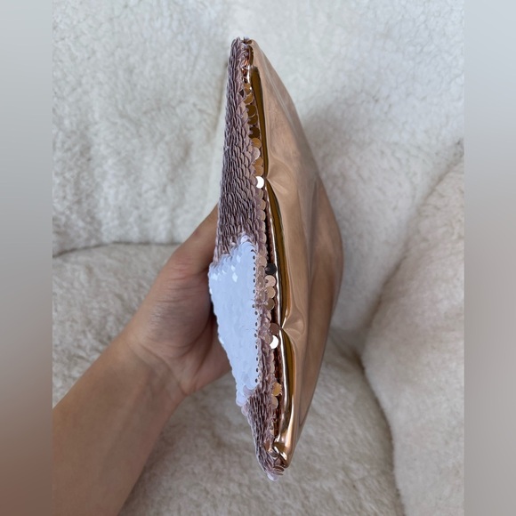 Sequin Rose Gold Clutch Macy's Rose Gold Sequined Cosmetic Pouch - Picture 4 of 9